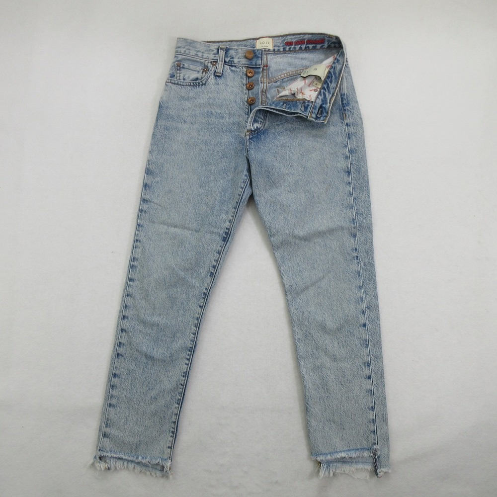 Alice + Olivia AO.LA Womens High Rise Girlfriend Slim Jeans Size 25 Light Wash